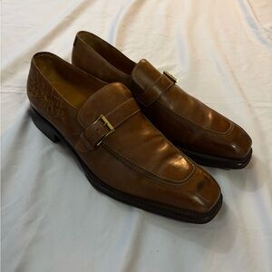 Salvatore Ferragamo Brown Leather Buckle Loafers size 10US